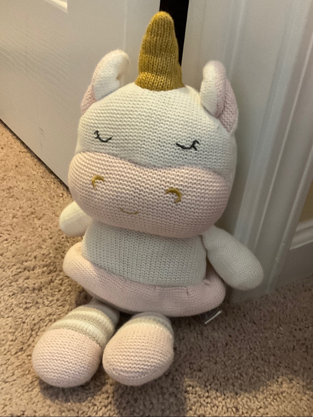 Living Textiles Kenzie Unicorn Plush in Cream, Pink & Gold